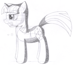 Size: 1476x1306 | Tagged: safe, artist:aafh, twilight sparkle, unicorn, monochrome, solo, traditional art