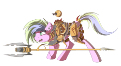 Size: 1837x1004 | Tagged: safe, artist:beardie, oc, oc only, earth pony, pony, armor, commission, spear, weapon