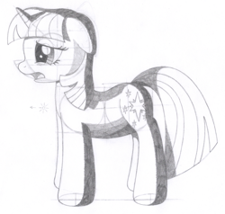 Size: 1339x1276 | Tagged: safe, artist:aafh, twilight sparkle, unicorn, monochrome, solo, traditional art