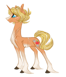 Size: 1301x1500 | Tagged: safe, artist:australian-senior, oc, oc only, oc:dell, pony, unicorn, alternate universe, applejack's dad, applejack's parents, kirindos, male, pa apple, scar, simple background, solo, transparent background, unshorn fetlocks