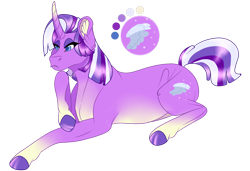 Size: 1080x738 | Tagged: safe, artist:bijutsuyoukai, oc, oc only, oc:flight o' fancy, pony, unicorn, curved horn, female, mare, offspring, parent:dandy grandeur, parent:twilight sparkle, prone, simple background, solo, transparent background