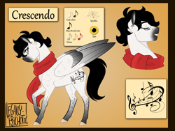 Size: 2000x1500 | Tagged: safe, artist:legally-psychotic, oc, oc only, oc:crescendo, pegasus, pony, clothes, female, mare, reference sheet, scarf, solo