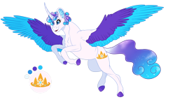 Size: 1260x738 | Tagged: safe, artist:bijutsuyoukai, oc, oc only, oc:snow gala, alicorn, pony, colored wings, curved horn, female, mare, multicolored wings, offspring, parent:dandy grandeur, parent:princess flurry heart, rearing, simple background, solo, transparent background