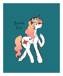 Size: 1000x1200 | Tagged: safe, artist:sarsee, oc, oc only, oc:boussole rose, unicorn, offspring, parent:fleur-de-lis, parent:prince blueblood, parents:fleur-de-blueblood, solo