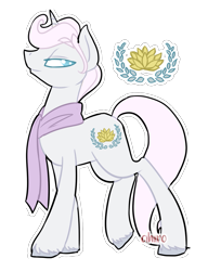 Size: 899x1172 | Tagged: safe, artist:cihiiro, oc, oc only, oc:picture perfect, unicorn, clothes, cutie mark background, offspring, parent:fleur-de-lis, parent:prince blueblood, parents:fleur-de-blueblood, reference sheet, scarf, simple background, solo, transparent background, unshorn fetlocks