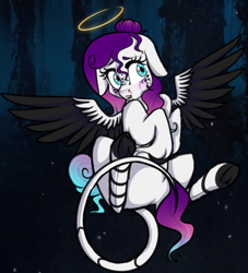 Size: 1000x1100 | Tagged: safe, artist:autumnheart462, oc, oc only, oc:bibi, pegasus, pony, colored wings, female, halo, mare, multicolored wings, solo