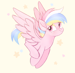 Size: 1024x1001 | Tagged: safe, artist:prince-lionel, oc, oc only, oc:pastel flash, pegasus, pony, multicolored hair, multicolored mane, pink coat, rainbow hair, smiling, stars