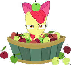 Size: 6000x5525 | Tagged: safe, artist:dusk2k, apple bloom, earth pony, pony, brotherhooves social, .svg available, absurd resolution, apple, apple basket, faic, female, filly, food, frown, simple background, solo, transparent background, vector