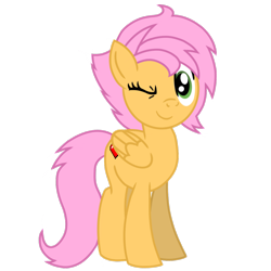 Size: 1200x1200 | Tagged: safe, artist:toyminator900, oc, oc only, oc:beauty cheat, pegasus, pony, female, folded wings, looking at you, mare, one eye closed, simple background, smiling, solo, transparent background, wink