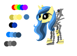 Size: 701x516 | Tagged: safe, artist:westrail642fan, oc, oc only, oc:tangle, alicorn, pony, alicorn oc, animatronic, reference sheet, wip