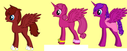 Size: 1390x560 | Tagged: safe, artist:ilovefanficcritic2, alicorn, pony, pony creator, 1000 hours in pony creator, alicornified, merlina the wizard, ponified, princess elise, race swap, shahra the genie, sonic the hedgehog (series)