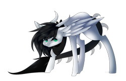 Size: 1661x1073 | Tagged: safe, artist:hyshyy, oc, oc only, pegasus, pony, female, horns, mare, simple background, solo, transparent background