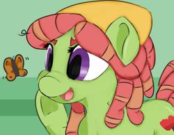 Size: 1600x1250 | Tagged: safe, artist:treekickerdraws, tree hugger, butterfly, earth pony, pony, female, mare, solo