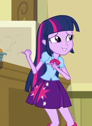 Size: 620x847 | Tagged: safe, screencap, twilight sparkle, equestria girls, equestria girls (movie), clothes, cropped, skirt, smiling, solo