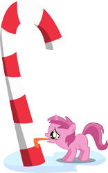 Size: 3149x5039 | Tagged: safe, artist:laberoon, ruby pinch, pony, hearth's warming eve (episode), candy, candy cane, food, high res, simple background, solo, tongue stuck to pole, transparent background, vector