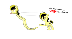 Size: 1200x652 | Tagged: safe, artist:otherdrawfag, oc, oc only, oc:leslie fair, earth pony, original species, snake, snake pony, /mlpol/, anarcho-capitalism, female