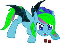 Size: 10000x7108 | Tagged: safe, artist:xboomdiersx, oc, oc only, oc:aura strike, bat pony, pony, absurd resolution, colored wings, dice, female, mare, simple background, solo, transparent background, vector