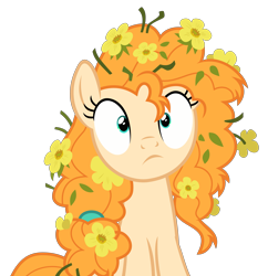 Size: 4847x5000 | Tagged: safe, artist:sollace, pear butter, pony, the perfect pear, .svg available, absurd resolution, cute, flower, flower in hair, messy mane, simple background, solo, surprised, transparent background, vector