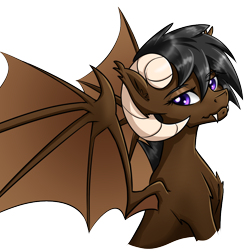 Size: 968x982 | Tagged: safe, artist:muggyheatwave, oc, oc only, oc:onyx quill, dracony, hybrid, kirin, original species, artist edit, bust, fangs, horns, wings