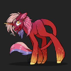 Size: 1000x1000 | Tagged: safe, artist:inspiredpixels, oc, oc only, oc:firestarree, classical unicorn, pony, unicorn, cloven hooves, female, leonine tail, mare, solo, tongue out, unshorn fetlocks, ych result