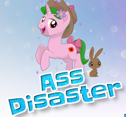 Size: 791x738 | Tagged: safe, oc, oc only, oc:ass disaster, rabbit, unicorn, my little pony: the movie, bow, caption, expand dong, exploitable meme, hat, image macro, meme, mlp movie pony maker, solo