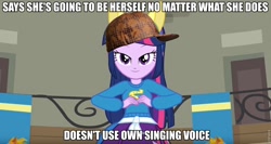 Size: 960x510 | Tagged: safe, edit, edited screencap, screencap, twilight sparkle, equestria girls, equestria girls (movie), female, hat, helping twilight win the crown, meme, scumbag hat, solo, wondercolts