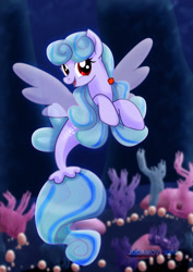 Size: 1600x2263 | Tagged: safe, artist:jucamovi1992, oc, oc only, seapony (g4), my little pony: the movie, cute, female, looking at you, mare, seaponified, smiling, solo, species swap, underwater