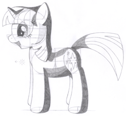 Size: 1370x1259 | Tagged: safe, artist:aafh, twilight sparkle, unicorn, monochrome, solo, traditional art