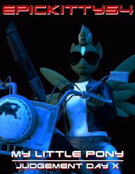 Size: 2550x3300 | Tagged: safe, artist:scalelover, oc, oc only, oc:epickitty, alicorn, anthro, 3d, anthro oc, clothes, gun, jacket, shotgun, source filmmaker, sunglasses, terminator, weapon