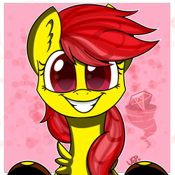 Size: 1000x1000 | Tagged: safe, artist:vale-bandicoot96, oc, oc only, oc:rotating diamond, pony, bust, female, mare, portrait, smiling, solo