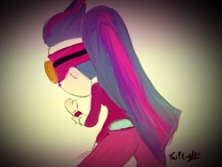 Size: 2048x1536 | Tagged: safe, masked matter-horn, sci-twi, twilight sparkle, equestria girls, movie magic, spoiler:eqg specials, art, ass, clothes, costume, goggles, power ponies, rear view, traditional art