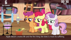 Size: 854x480 | Tagged: safe, apple bloom, scootaloo, sweetie belle, pony, twilight time, cinemare sins, cutie mark crusaders, golden oaks library