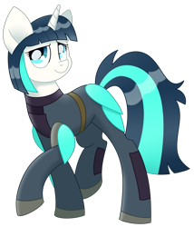 Size: 1715x2000 | Tagged: safe, artist:aegann, oc, oc only, oc:dragonfire, unicorn, fallout equestria, fallout equestria: child of the stars, clothes, cute, fallout, female, mare, movie accurate, post-apocalyptic, simple background, solo, transparent background, uniform