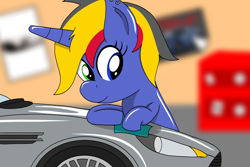 Size: 3000x2000 | Tagged: safe, artist:toyminator900, oc, oc only, oc:wheelie rims, pony, unicorn, aston martin, car, solo, supercar