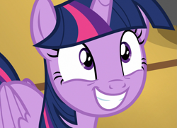 Size: 1493x1080 | Tagged: safe, screencap, twilight sparkle, twilight sparkle (alicorn), alicorn, pony, once upon a zeppelin, smiling, solo