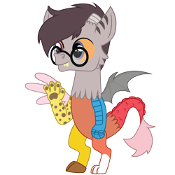 Size: 3600x3600 | Tagged: safe, artist:captshowtime, oc, oc only, oc:entropy, draconequus, colt, commission, digital art, draconequus oc, fangs, foal, glasses, male, noodle, simple background, solo, transparent background, vector