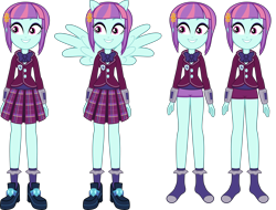 Size: 6579x5000 | Tagged: safe, artist:diegator007, sunny flare, equestria girls, friendship games, absurd resolution, bowtie, boyshorts, clothes, crystal prep academy uniform, fetish, panties, pegasus wings, ponied up, purple underwear, school uniform, simple background, transparent background, underwear, uniform, wings