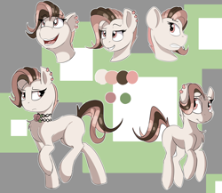 Size: 5240x4552 | Tagged: safe, artist:beardie, oc, oc only, earth pony, pony, absurd resolution, choker, ear piercing, earring, flower, jewelry, piercing, reference sheet, rose