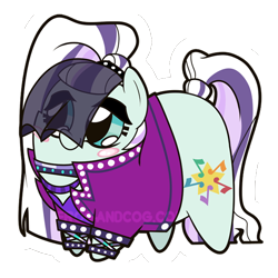 Size: 550x549 | Tagged: safe, artist:coggler, artist:frog&cog, artist:gopherfrog, coloratura, earth pony, pony, blush sticker, blushing, chibi, clothes, countess coloratura, female, mare, simple background, solo, transparent background