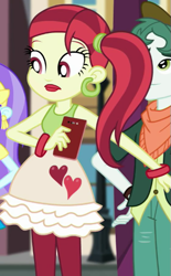 Size: 371x600 | Tagged: safe, screencap, aqua blossom, rose heart, scott green, better together, display of affection, equestria girls, background human, cropped, female, male, offscreen character, solo focus
