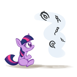 Size: 1200x1200 | Tagged: safe, artist:heir-of-rick, twilight sparkle, pony, atg 2017, crossover, equestria daily exclusive, female, filly, filly twilight sparkle, newbie artist training grounds, pokémon, simple background, solo, unown, younger