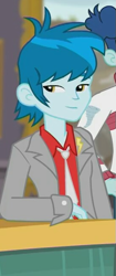 Size: 271x648 | Tagged: safe, edit, screencap, curly winds, some blue guy, thunderbass, better together, equestria girls, school of rock, background human, cropped, smiling, smirk