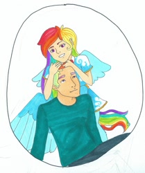 Size: 1024x1226 | Tagged: safe, artist:wooalfredo, oc, oc only, oc:icarus, oc:prism, satyr, brother and sister, female, male, offspring, parent:rainbow dash, siblings