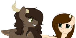 Size: 1024x514 | Tagged: safe, artist:fragrance-mlpng, oc, oc only, oc:krzysztof, oc:lillth, deer pony, original species, pony, female, male, mare, simple background, transparent background