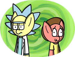 Size: 1006x772 | Tagged: safe, artist:techreel, pony, hilarious in hindsight, morty smith, ponified, rick and morty, rick sanchez, simple background, transparent background