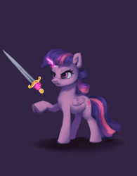 Size: 1172x1500 | Tagged: safe, artist:egn, twilight sparkle, twilight sparkle (alicorn), alicorn, pony, atg 2017, equestria daily exclusive, magic, newbie artist training grounds, solo, sword, telekinesis, weapon