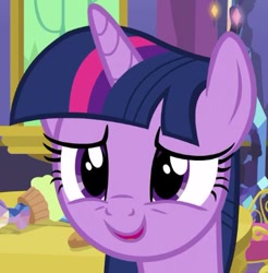 Size: 411x417 | Tagged: safe, screencap, twilight sparkle, twilight sparkle (alicorn), alicorn, pony, triple threat, cute, face, smiling, solo