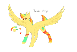 Size: 1500x1000 | Tagged: safe, artist:fancycookiejar, oc, oc only, oc:twister charge, pony, clothes, magical lesbian spawn, offspring, parent:rainbow dash, parent:spitfire, parents:spitdash, simple background, socks, solo, spread wings, striped socks, transparent background, wings