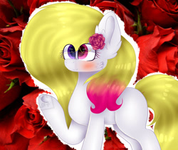 Size: 1711x1440 | Tagged: safe, artist:creadorachan, oc, oc only, oc:rose, earth pony, pony, female, heterochromia, mare, solo