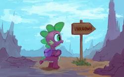 Size: 1500x938 | Tagged: safe, artist:egn, spike, dragon, adventure, atg 2017, backpack, equestria daily exclusive, journey, newbie artist training grounds, solo